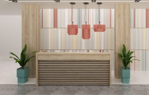 DESK DE RECEPTION À LATTES