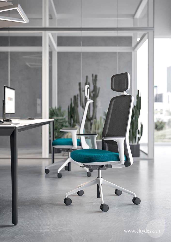 Diade Rock chaise de bureau opérationnelle en bleu noir et blanc