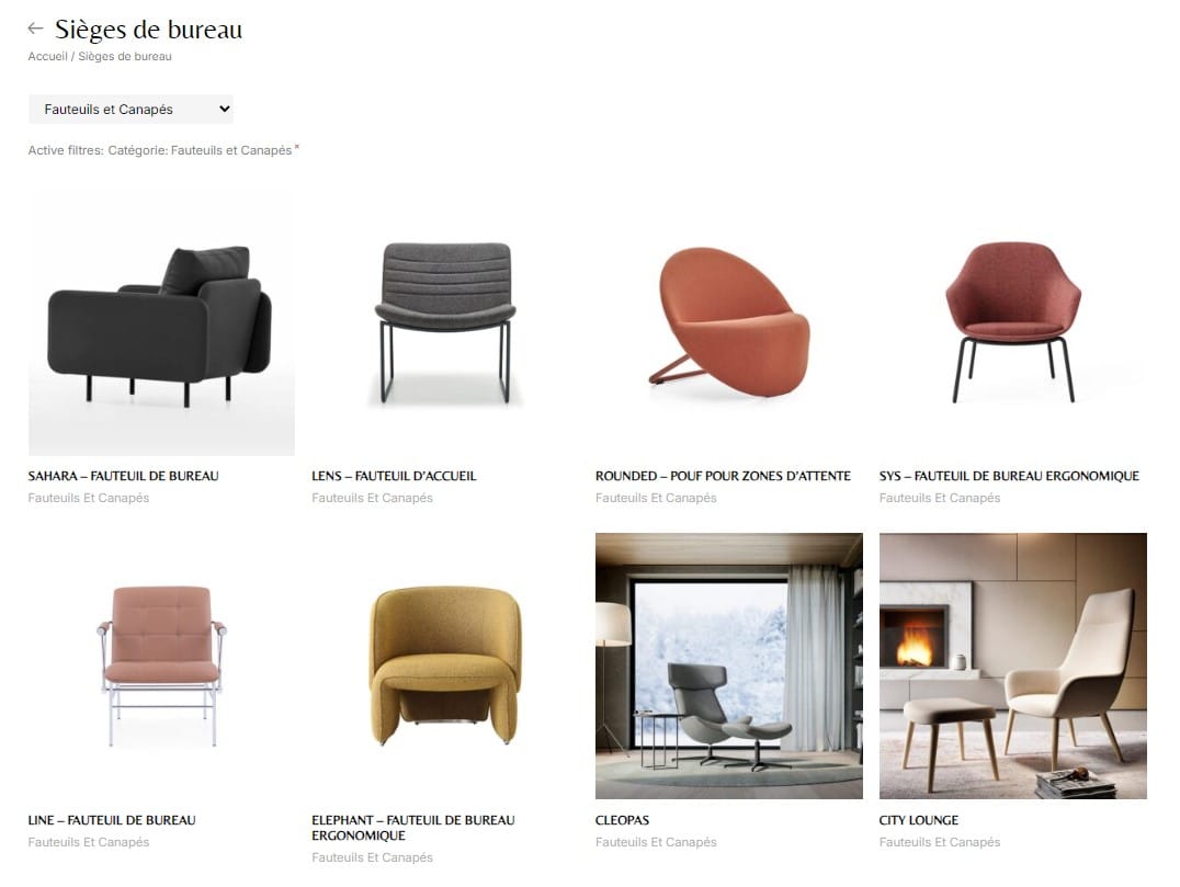 catalogue complet de Fauteuils de direction, sièges opérateur et fauteuil d’accueil chez city desk tunisie