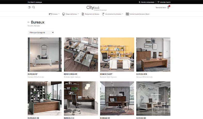 Collection bureaux bench, bureaux d'angle et bureaux droits