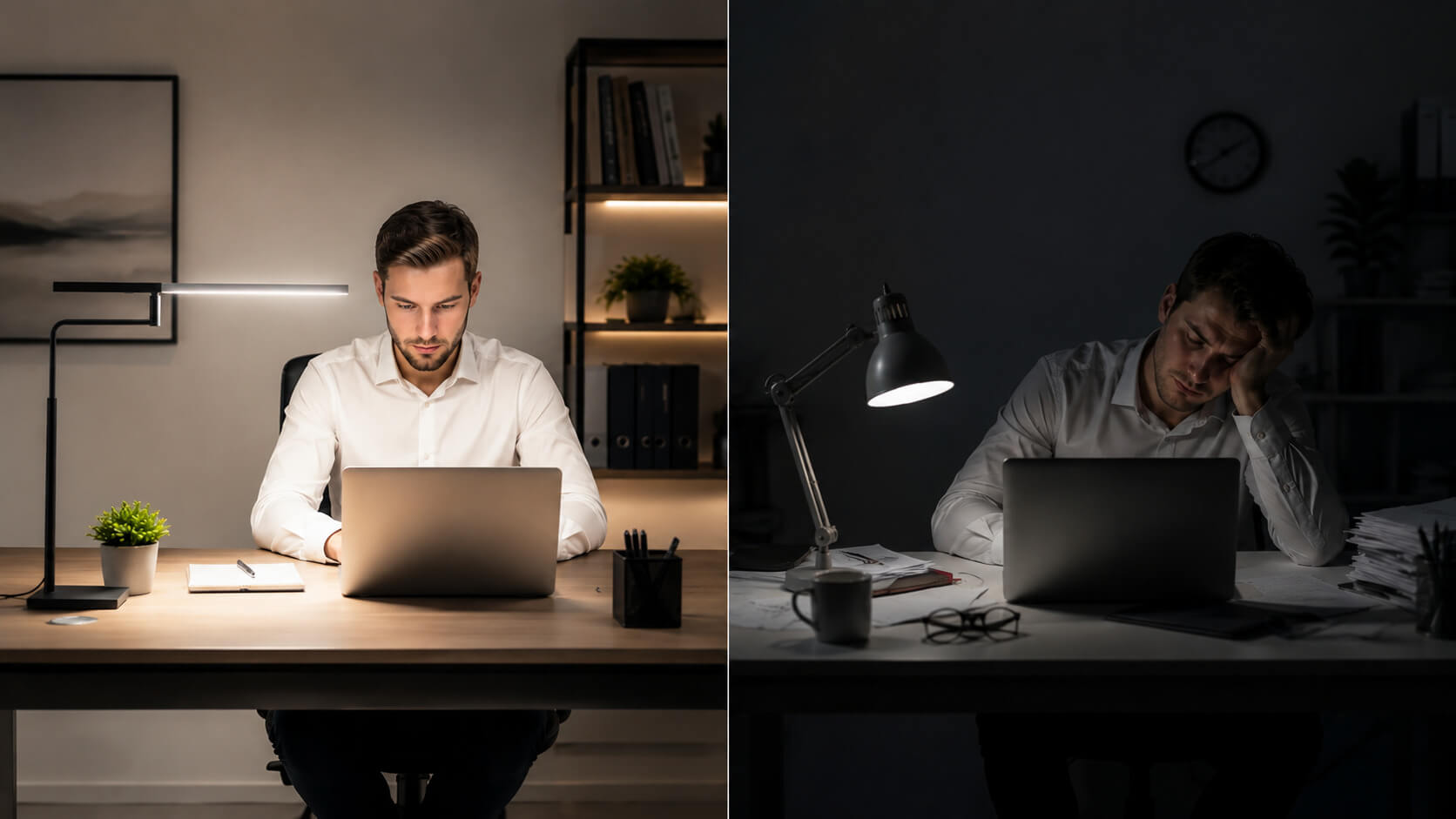 Impact d'une lampe de bureau sur la productivité : bon vs mauvais éclairage au travail