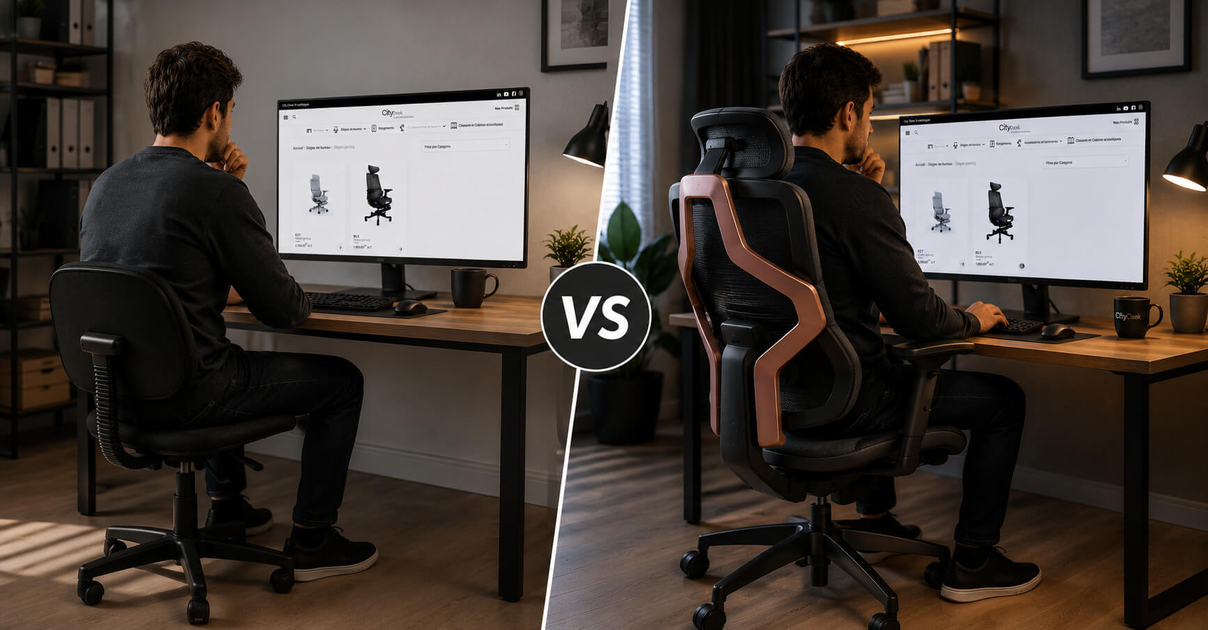 ALT Chaise gaming pour télétravail comparée à une chaise de bureau basique